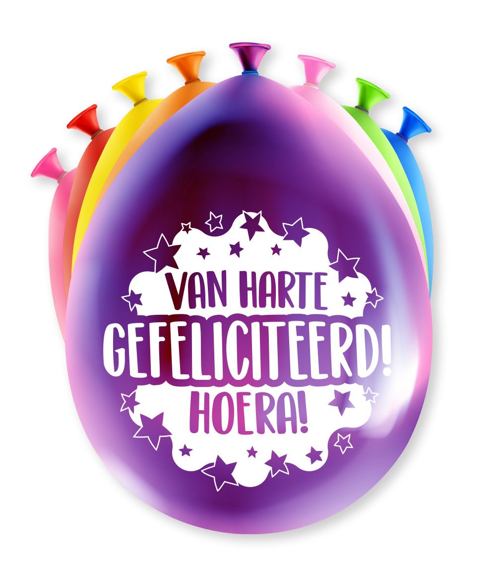 8st Ballonnen Van Harte Gefeliciteerd! 12"