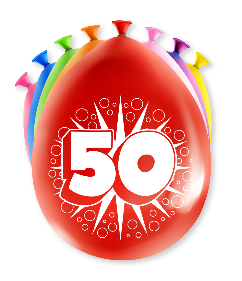 8st Happy Party Ballonnen 50 Jaar 12"