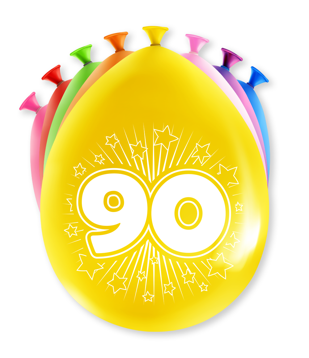8st Happy Party Ballonnen 90 Jaar 12"