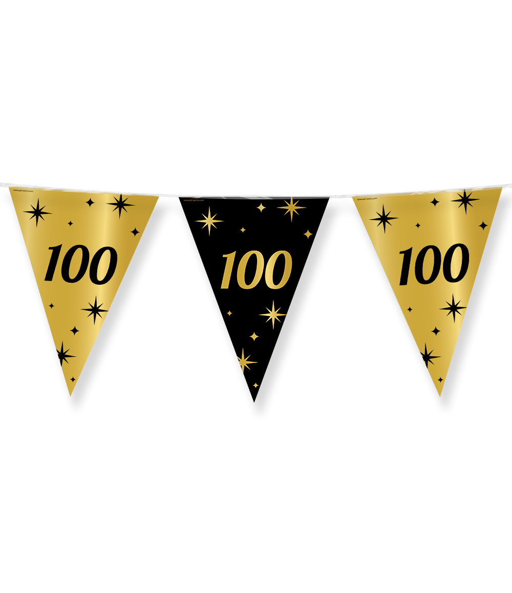 10m Vlaggenlijn Classy Goud/Zwart 100 Jaar