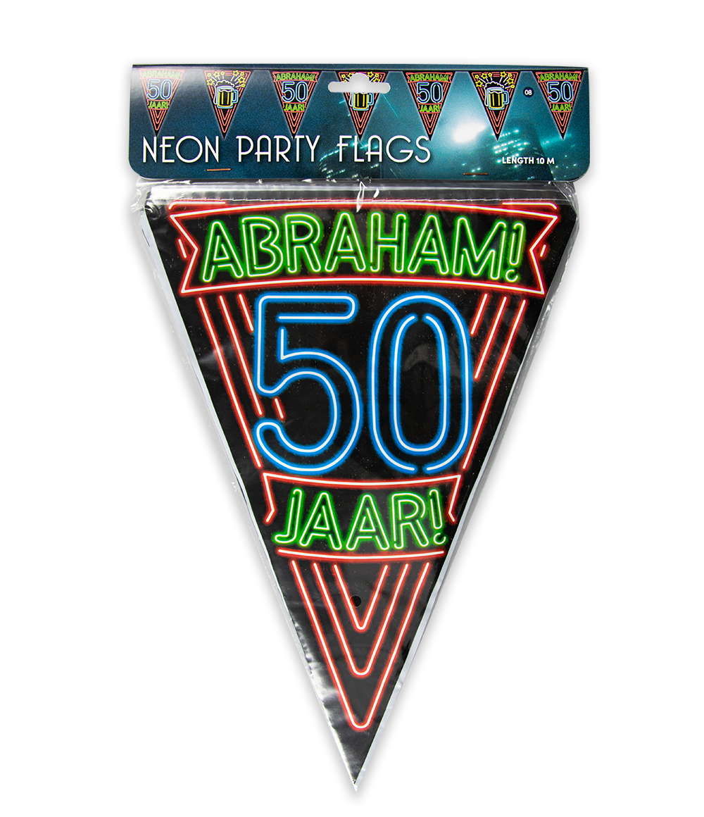 10m Vlaggenlijn Neon Abraham 50 Jaar
