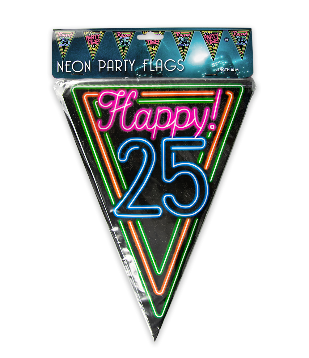 10m Vlaggenlijn Neon Happy 25 Jaar