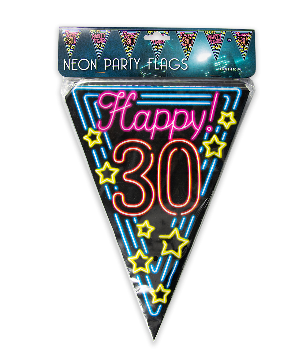 10m Vlaggenlijn Neon Happy 30 Jaar