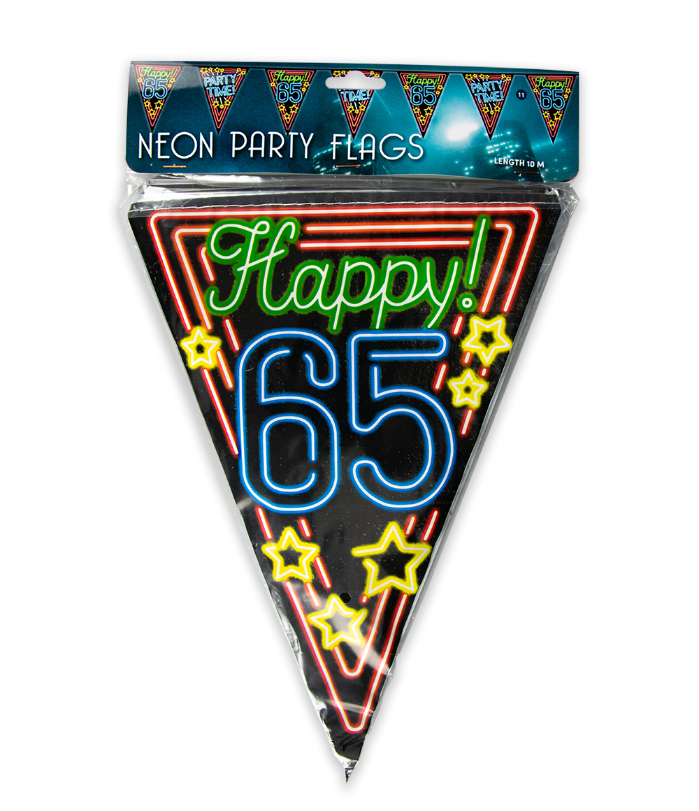 10m Vlaggenlijn Neon Happy 65 Jaar
