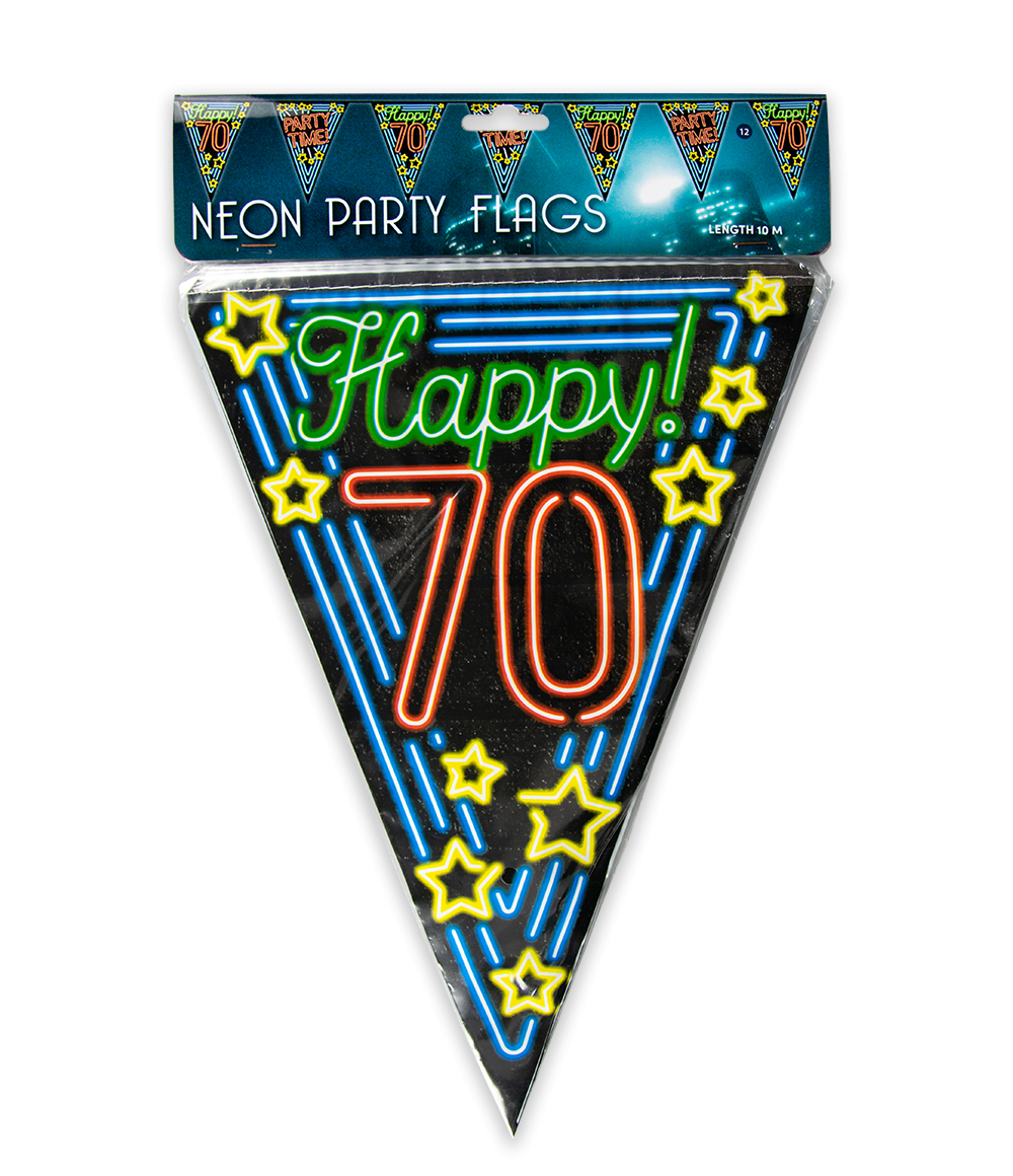 10m Vlaggenlijn Neon Happy 70 Jaar