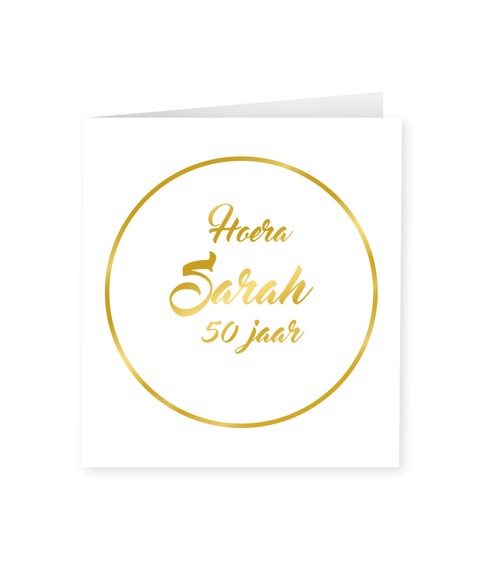 Wenskaart Gold/White Sarah 50 Jaar