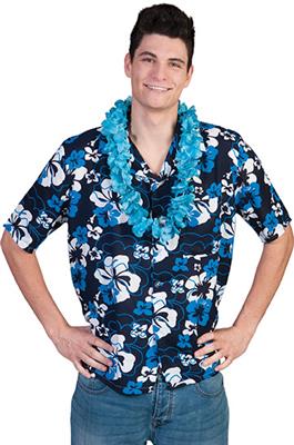 Shirt Hawai Blauw/Wit Volwassen