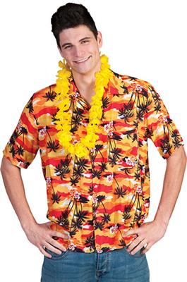 Shirt Hawai Geel/Rood Volwassen