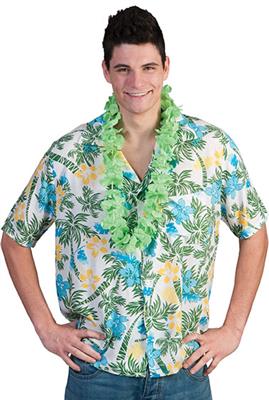 Shirt Hawai Wit/Blauw/Groen Volwassen