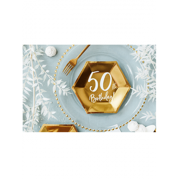 6st Borden 50th Birthday Goud/Wit 20cm