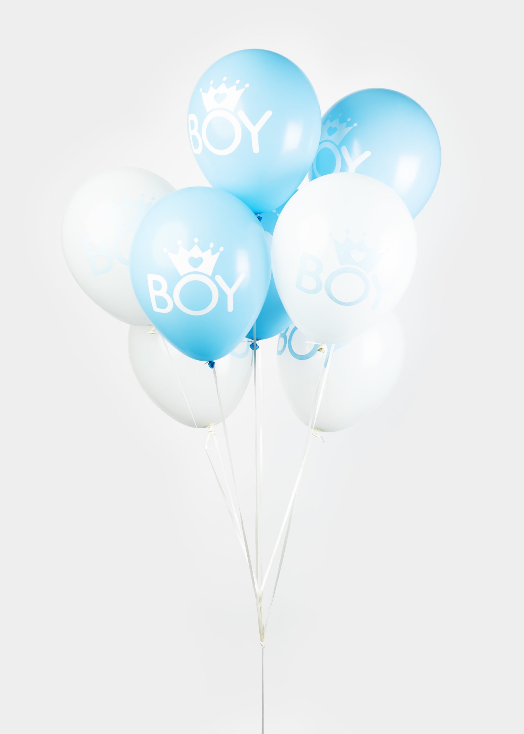 8st Helium Ballonnen Boy Wit/Blauw 12"