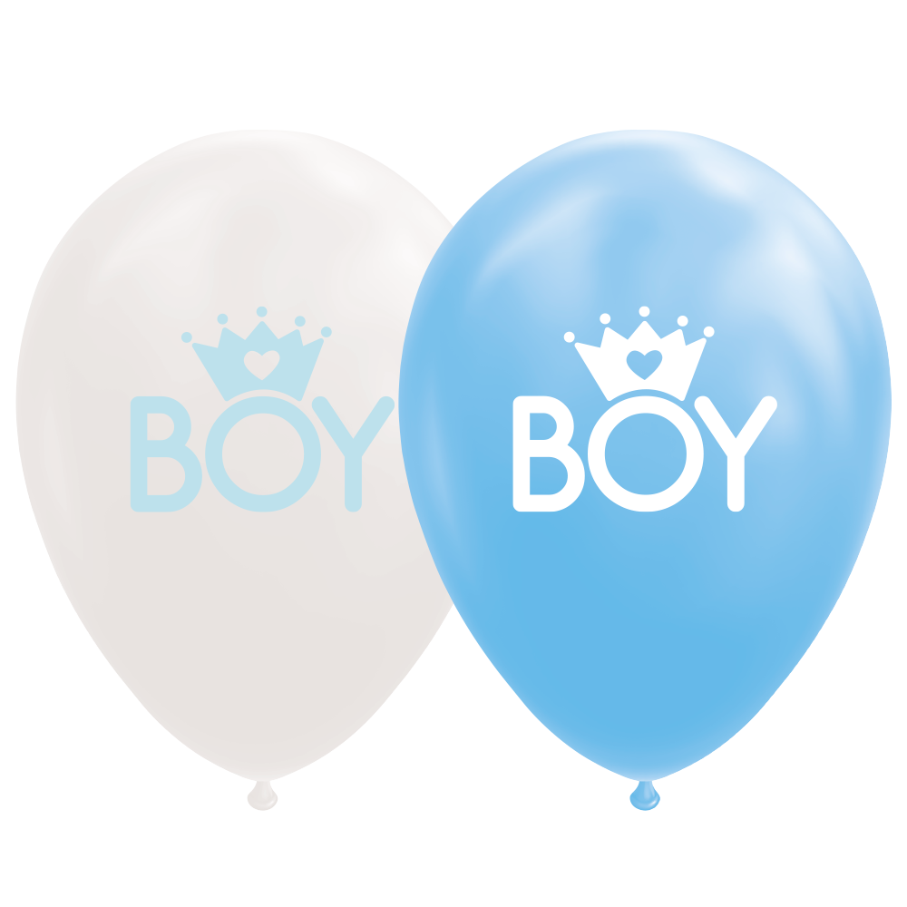 8st Helium Ballonnen Boy Wit/Blauw 12"