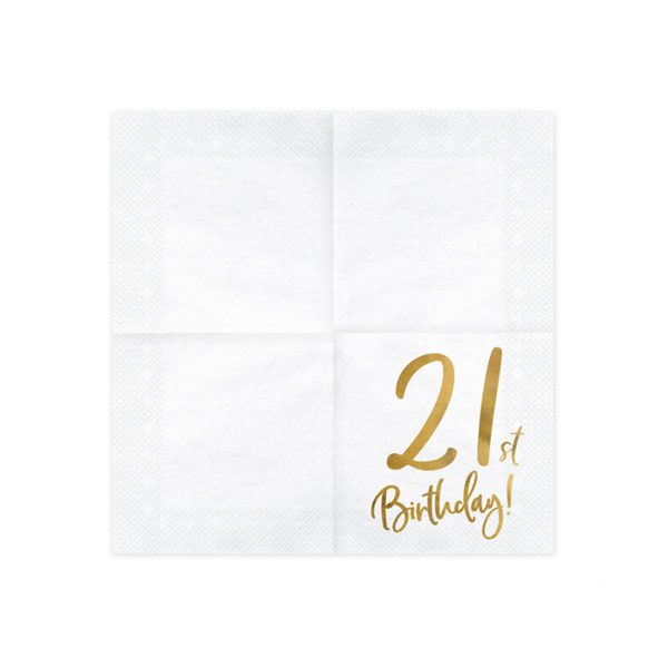20st Servetten 21st Birthday Wit/Goud