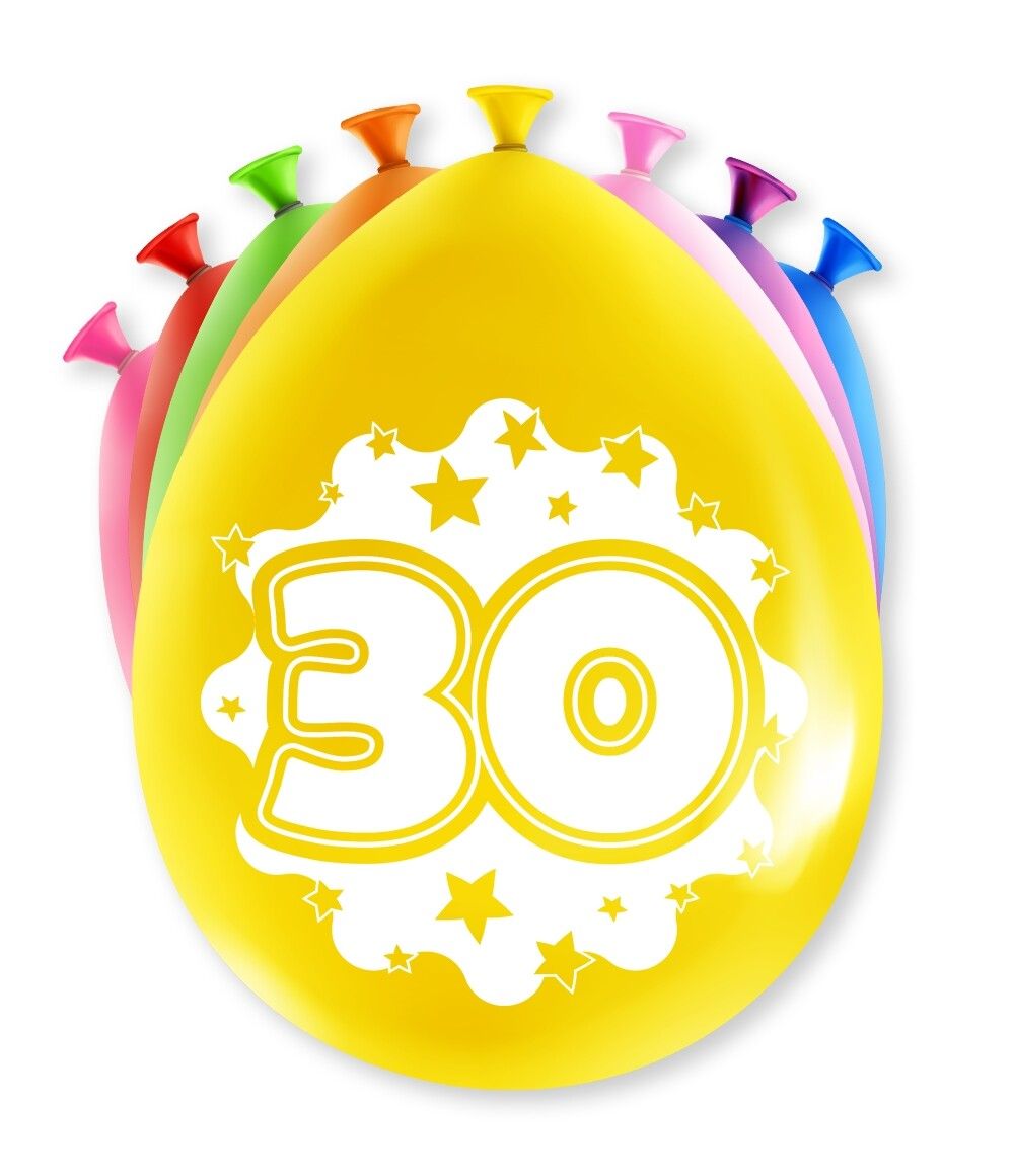 8st Happy Party Ballonnen 30 Jaar 12"