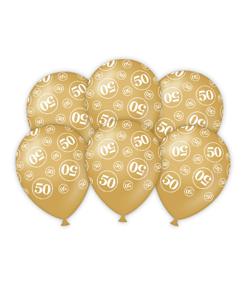 6st Ballonnen 50 Jaar Getrouwd Goud 12"