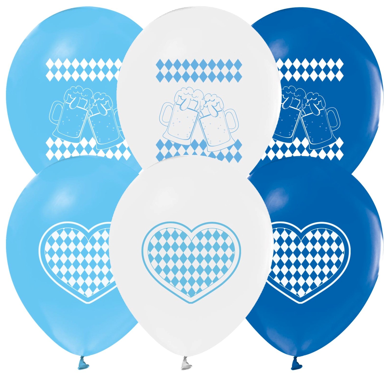 8st Helium Ballonnen Bavaria Blauw/Wit 12"