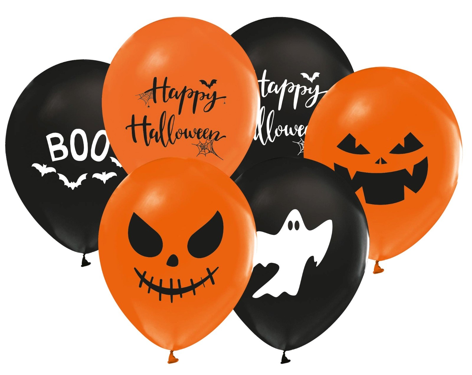 8st Helium Ballonnen Halloween Zwart/Oranje 12"