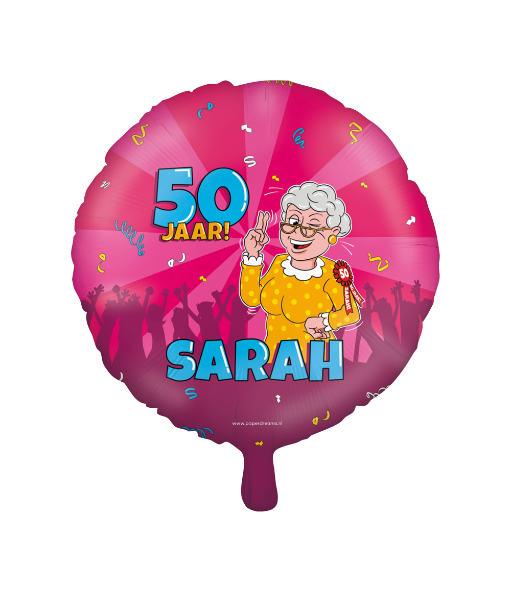 Folieballon Cartoon 50 Jaar! Sarah 46cm