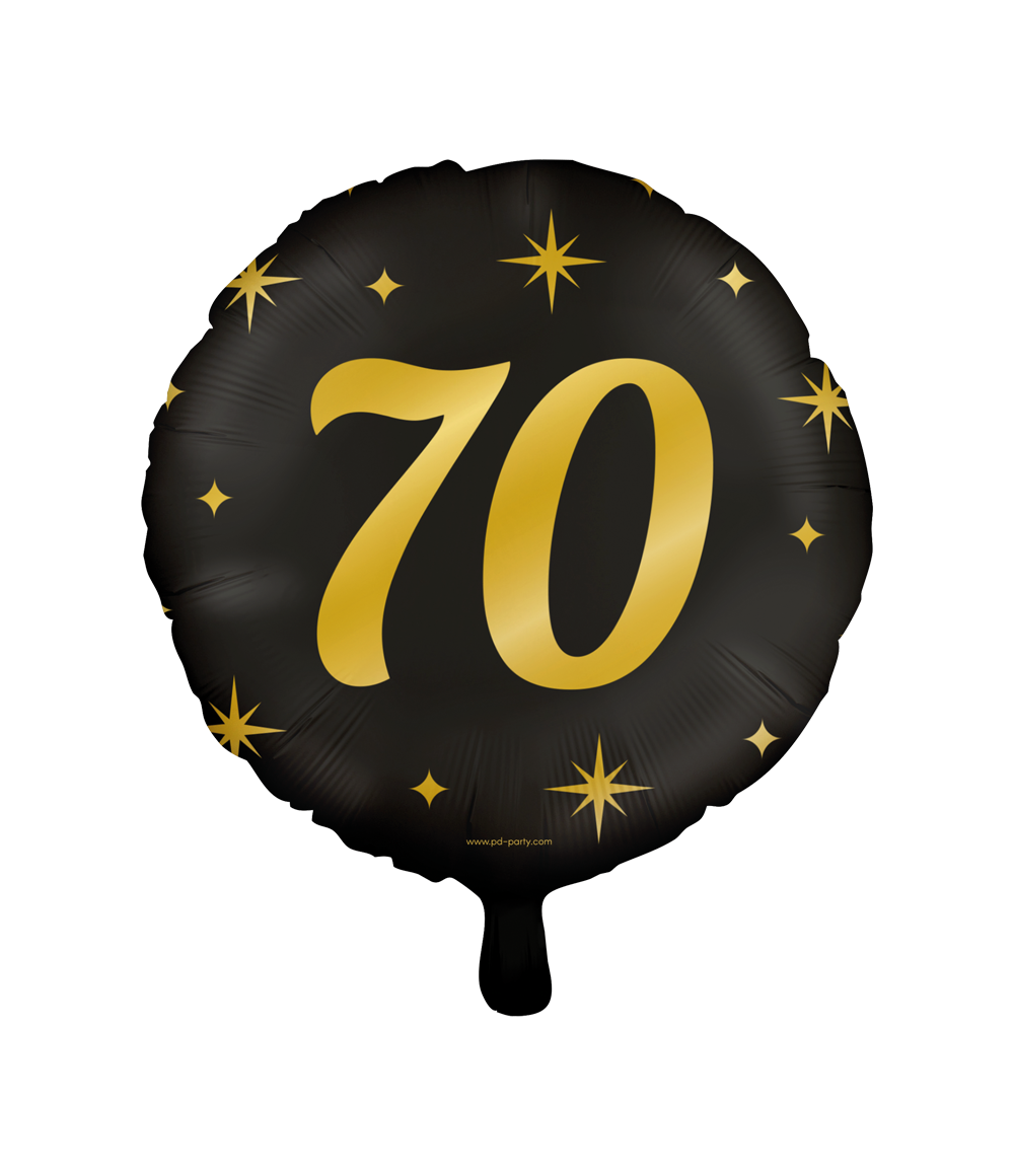 Folieballon Classy 70 Jaar Zwart/Goud 46cm