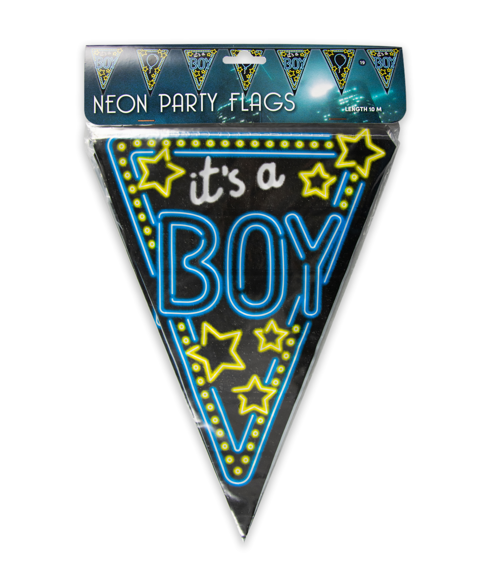 10m Vlaggenlijn Neon It's a Boy
