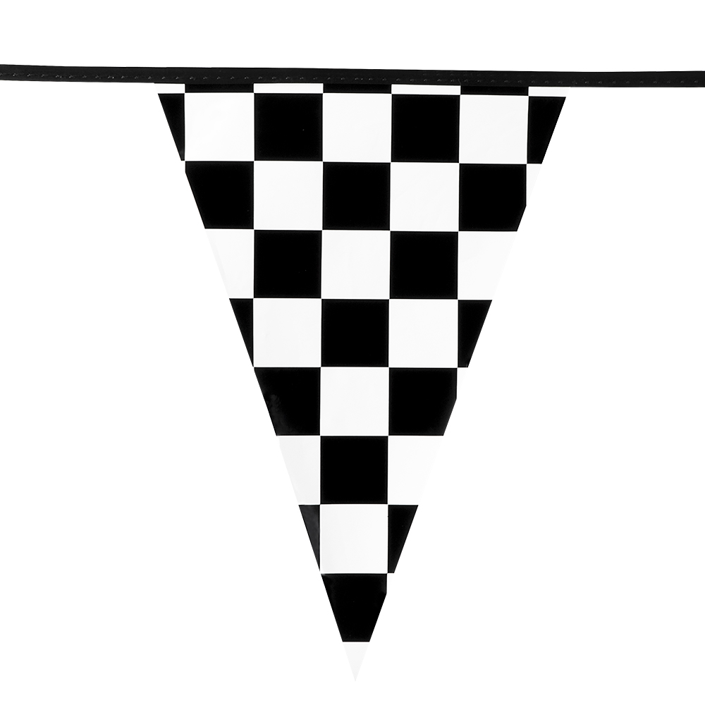 6m Vlaggenlijn Racing Zwart-Wit