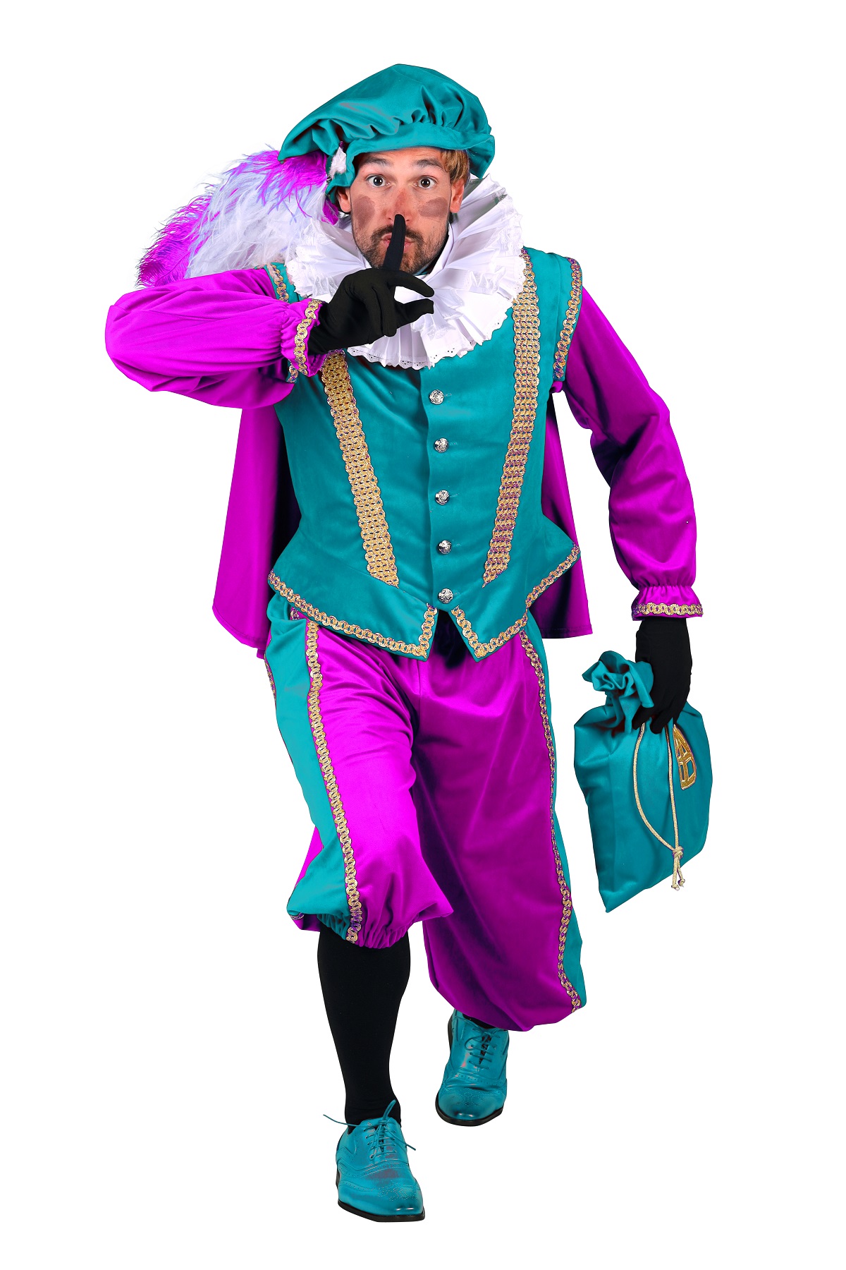 Kostuum Piet Amsterdam Turquoise-Roze