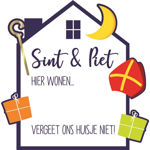 Decoratiebord Sint & Piet, Hier Wonen.. 50cm