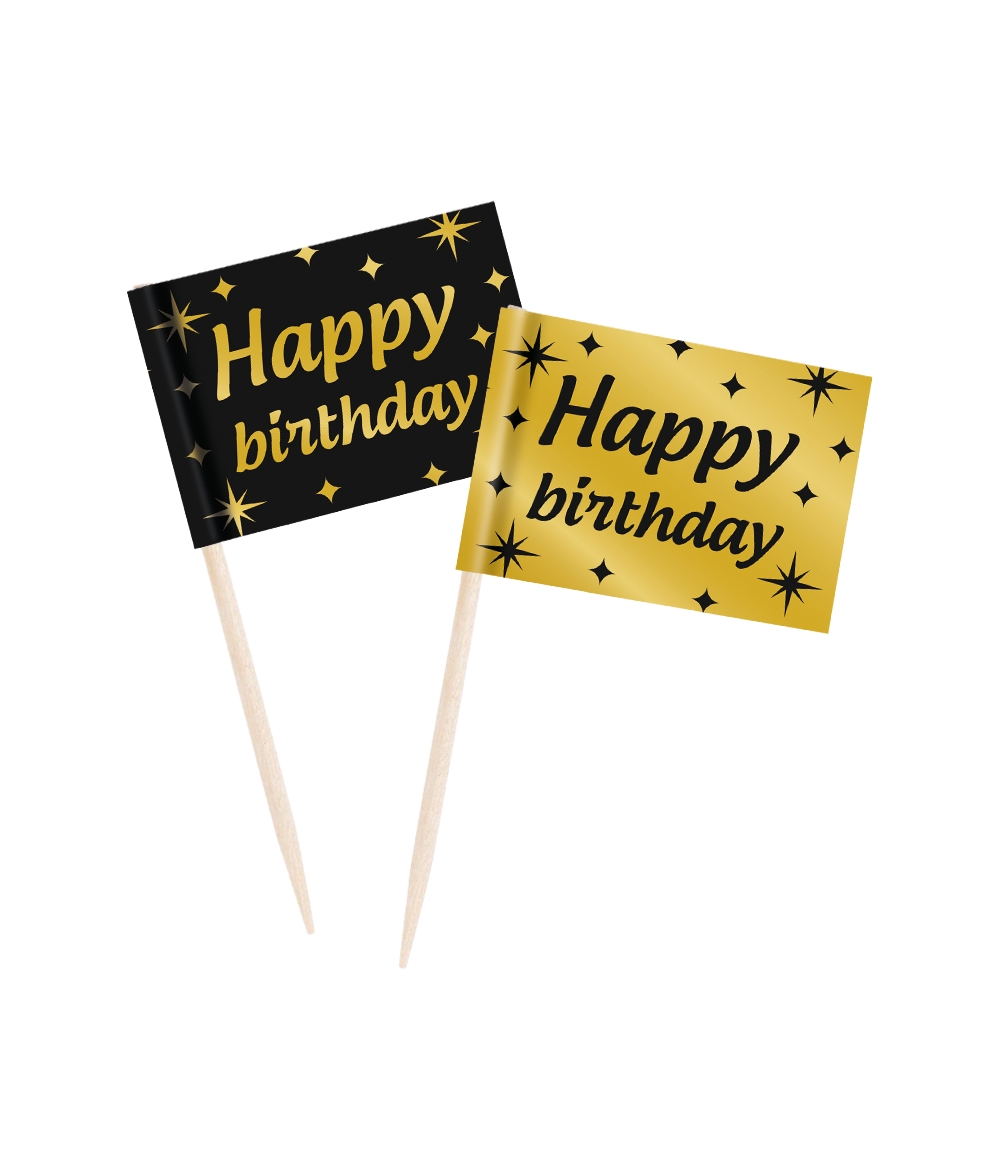 50st Prikkertjes Classy Goud/Zwart Happy Birthday