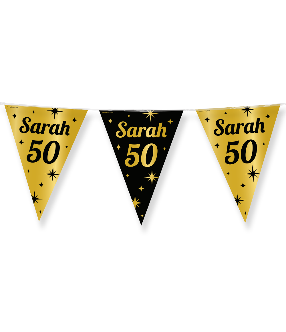10m Vlaggenlijn Classy Goud/Zwart Sarah 50
