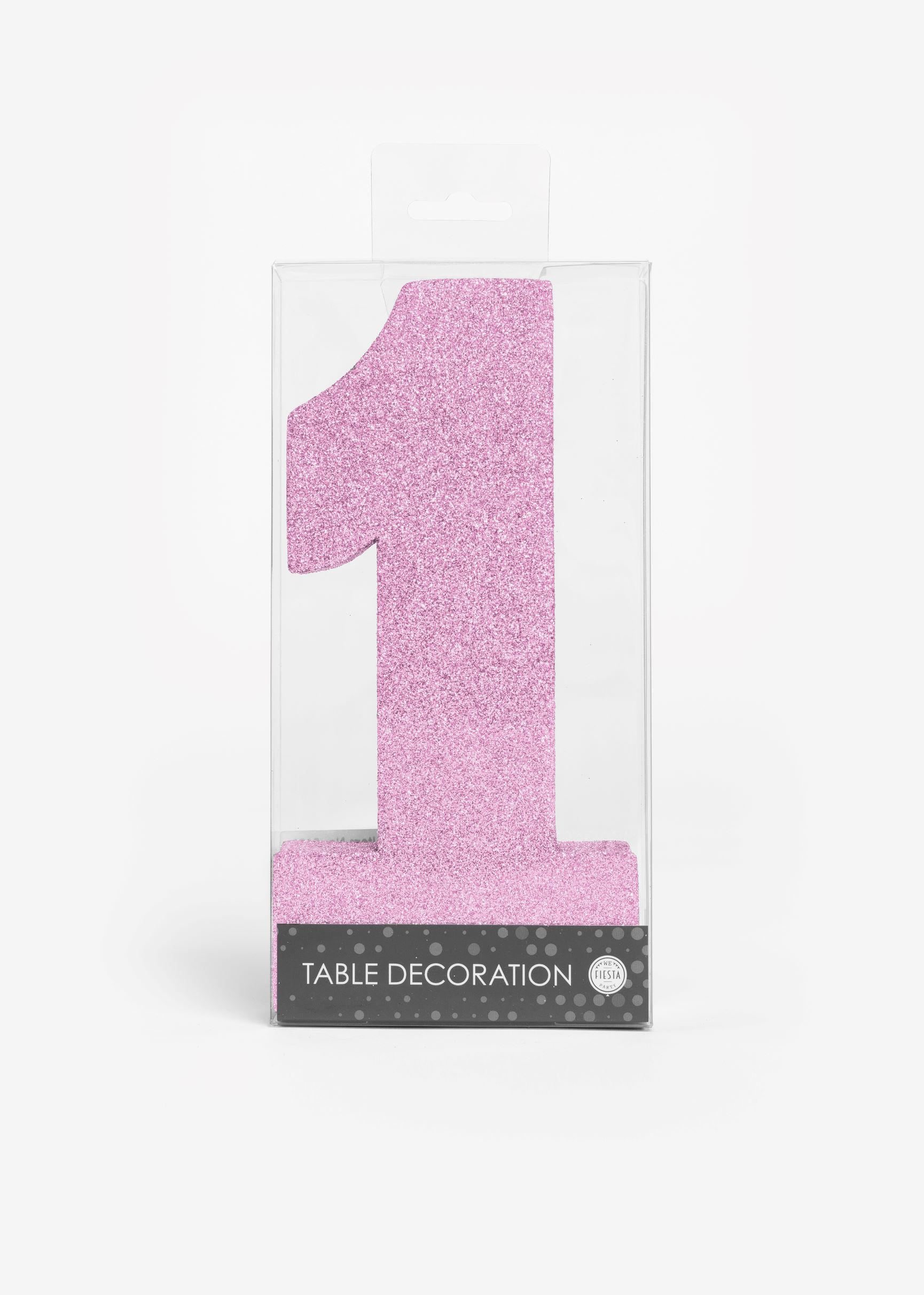 Tafeldecoratie "1" Roze Glitter 20cm