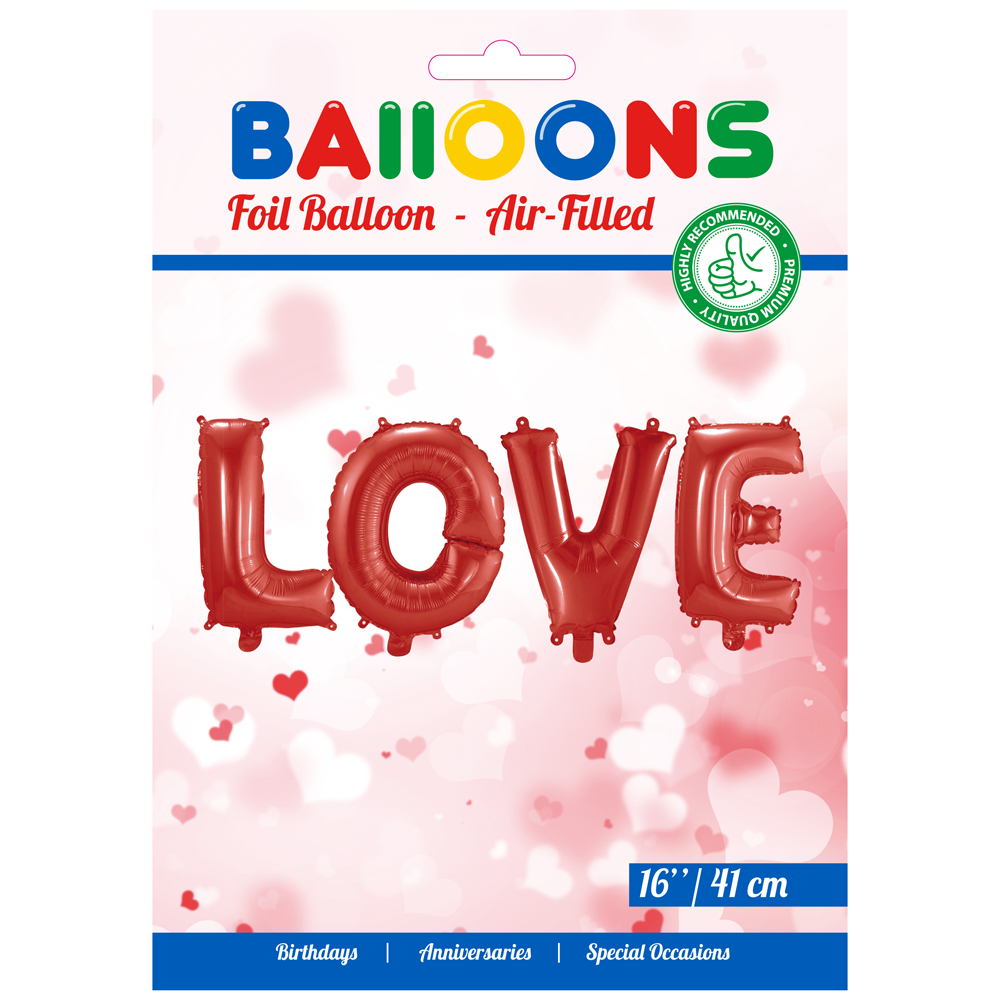 Folieballon LOVE Rood voor LUCHT 41cm