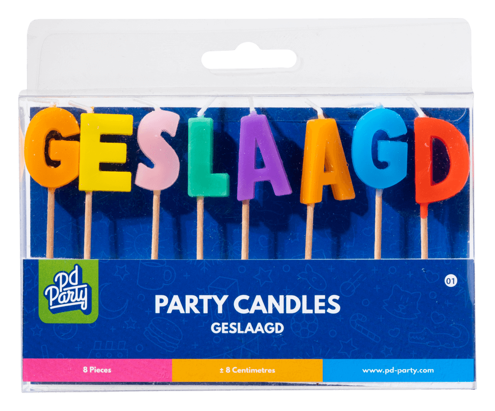Party Candles Geslaagd Gekleurd 8cm