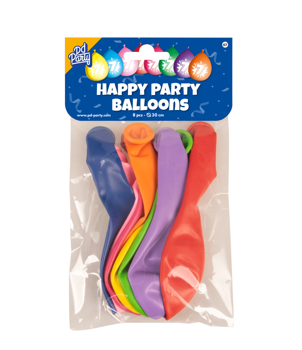 8st Happy Party Ballonnen 7 Jaar 12"