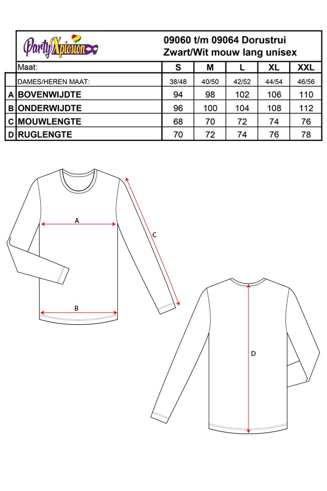 Shirt Gestreept Lange Mouwen Zwart/Wit Unisex