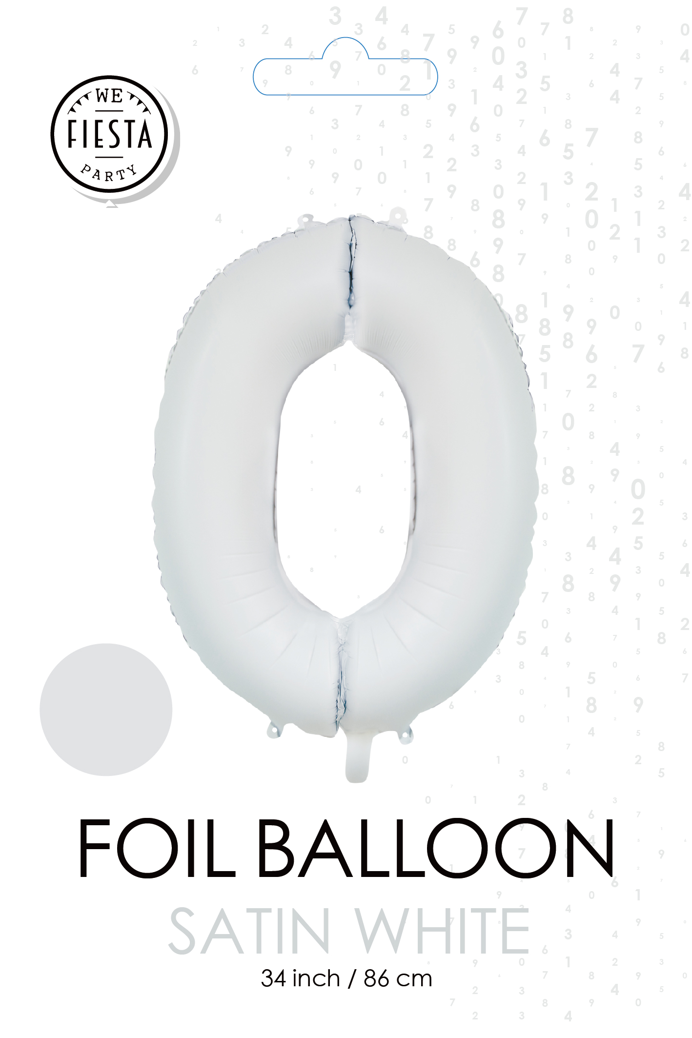 Folieballon Cijfer "0" Mat Wit 86cm