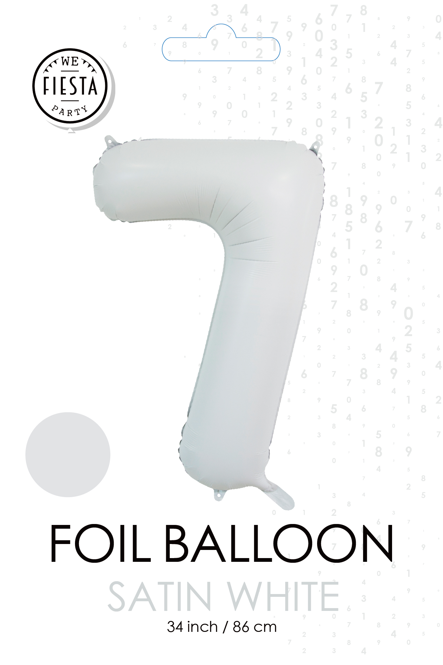 Folieballon Cijfer "7" Mat Wit 86cm