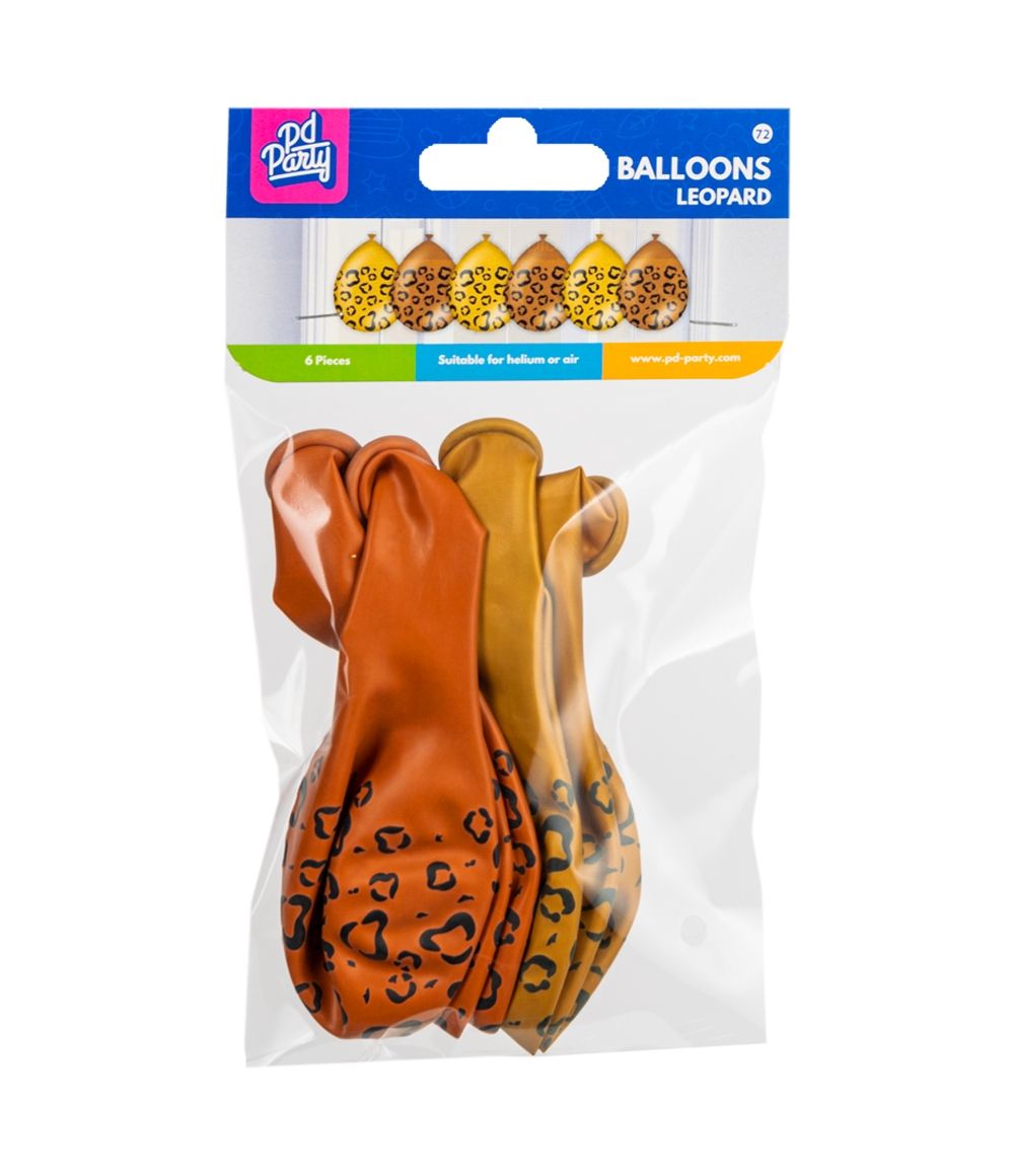 6st Ballonnen Luipaardprint Bruin/Goud 12"