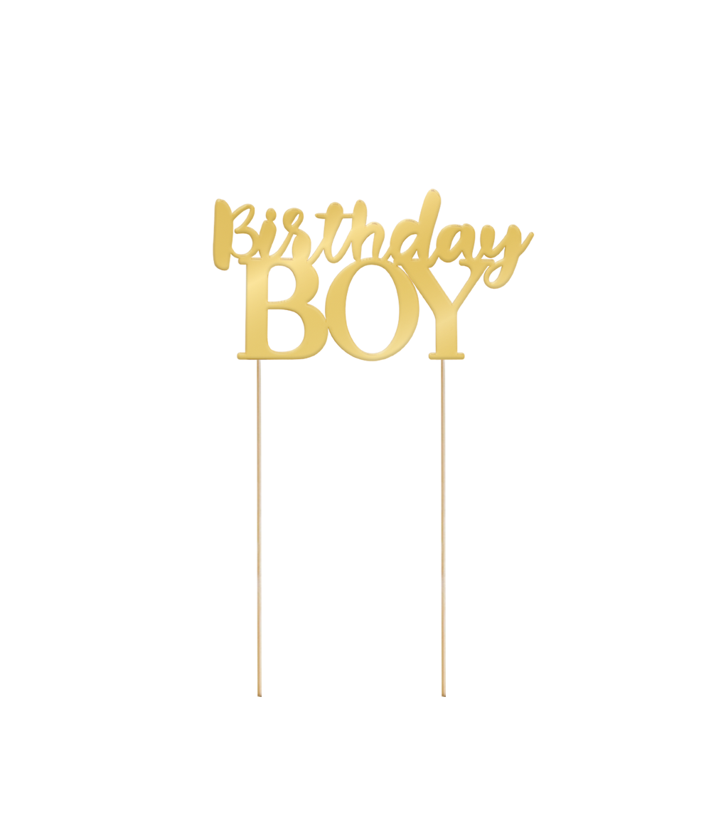 Cake Topper Birthday Boy Goud 22cm