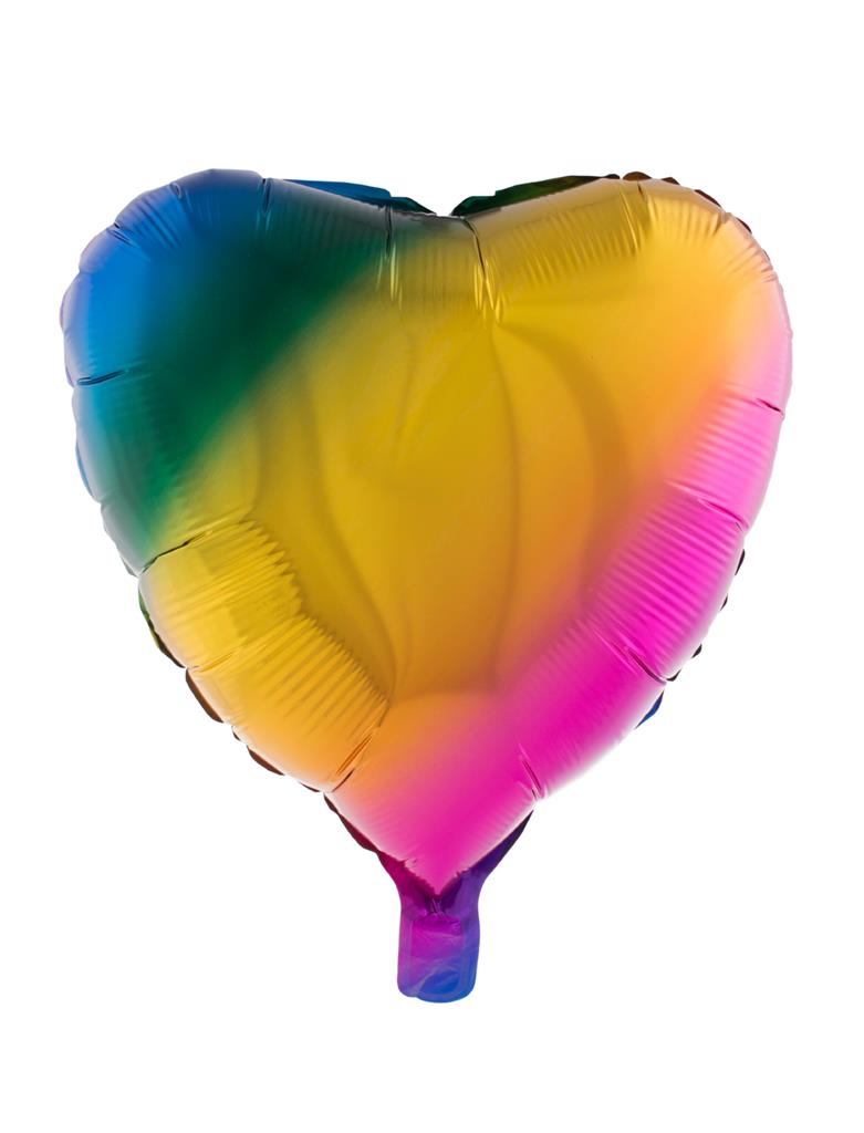 Folieballon Hart Regenboog 46cm