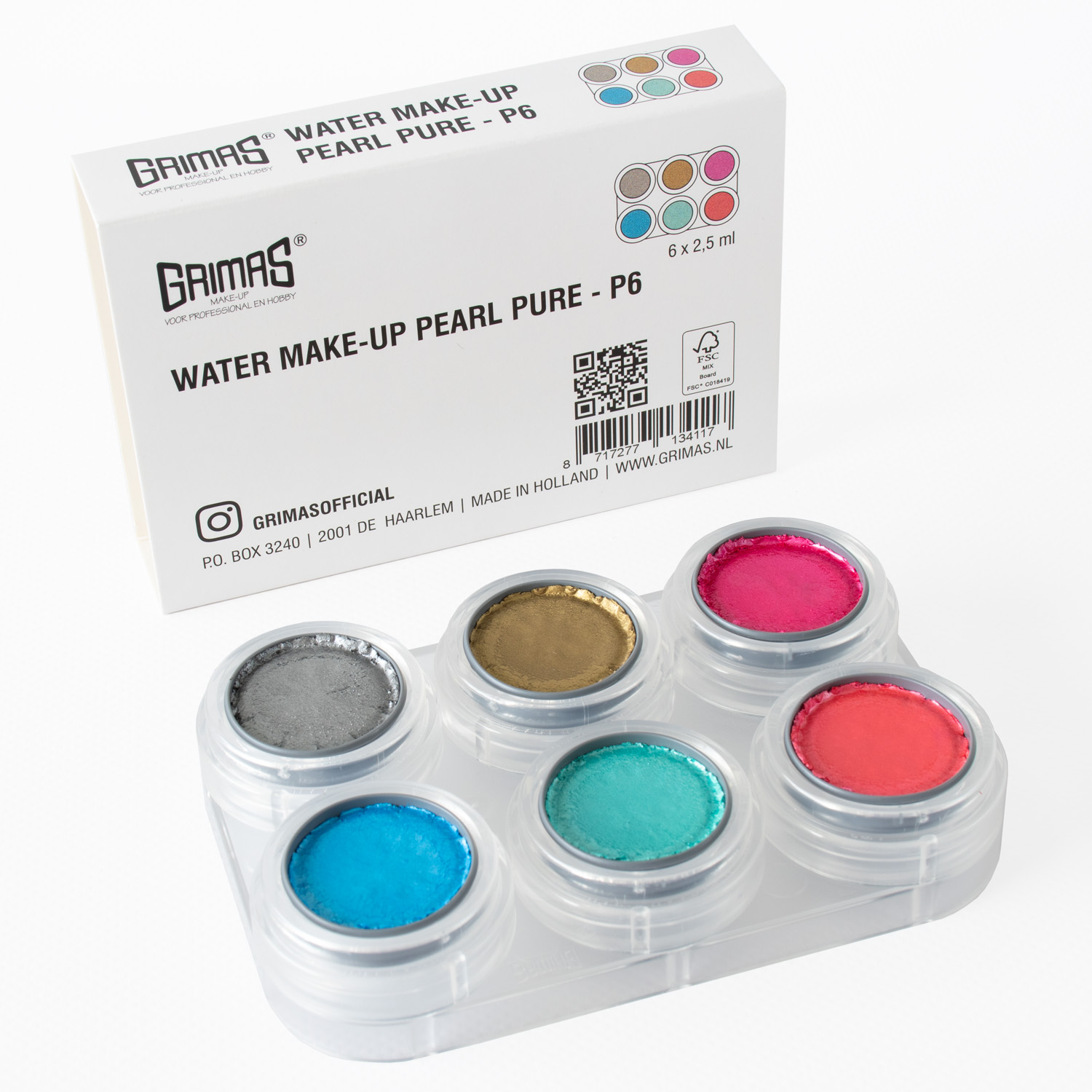 Grimas Water Make-up 6kl Palet Glanzend