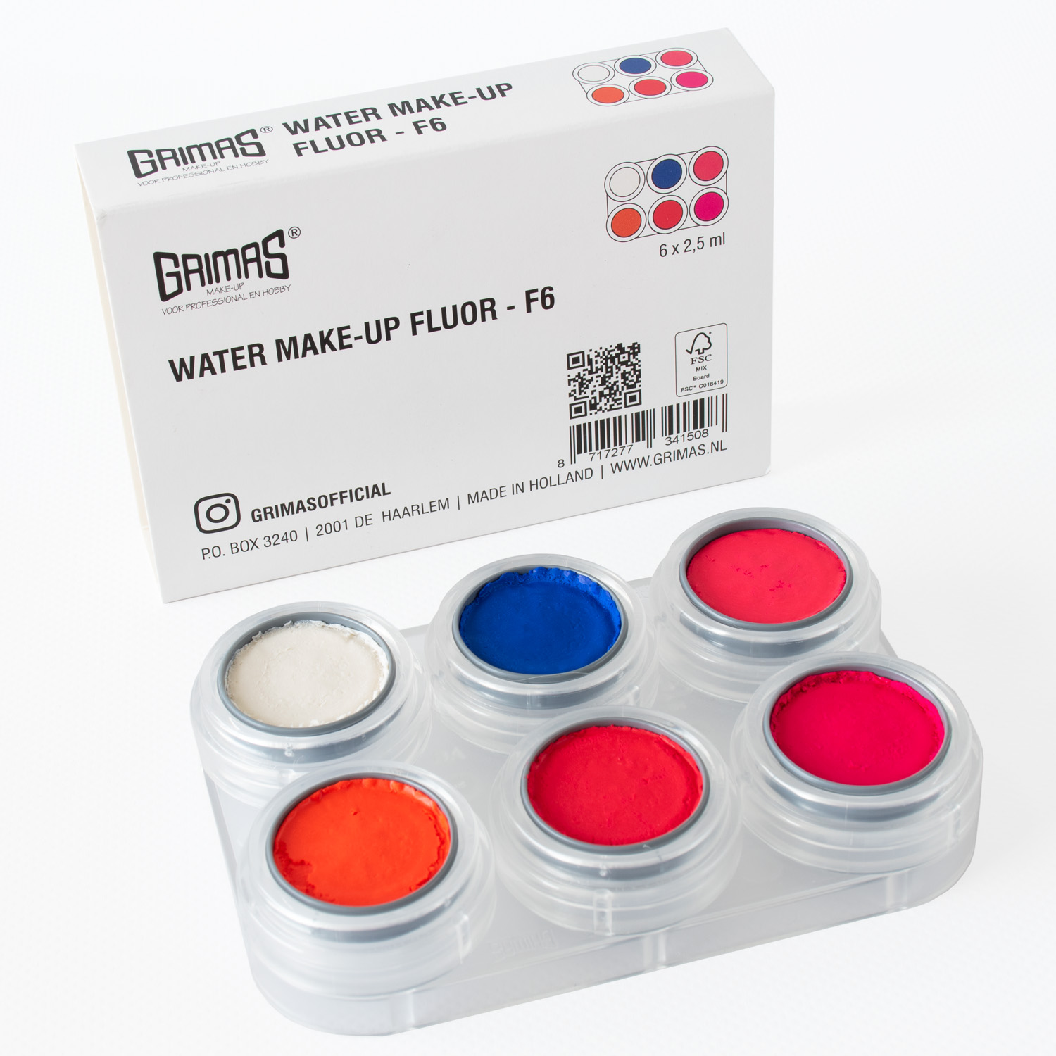 Grimas Water Make-up 6kl Palet Fluor/Neon