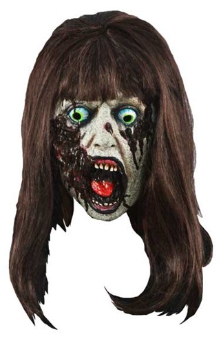 Rubber Masker Zombie Vrouw Bruin Haar
