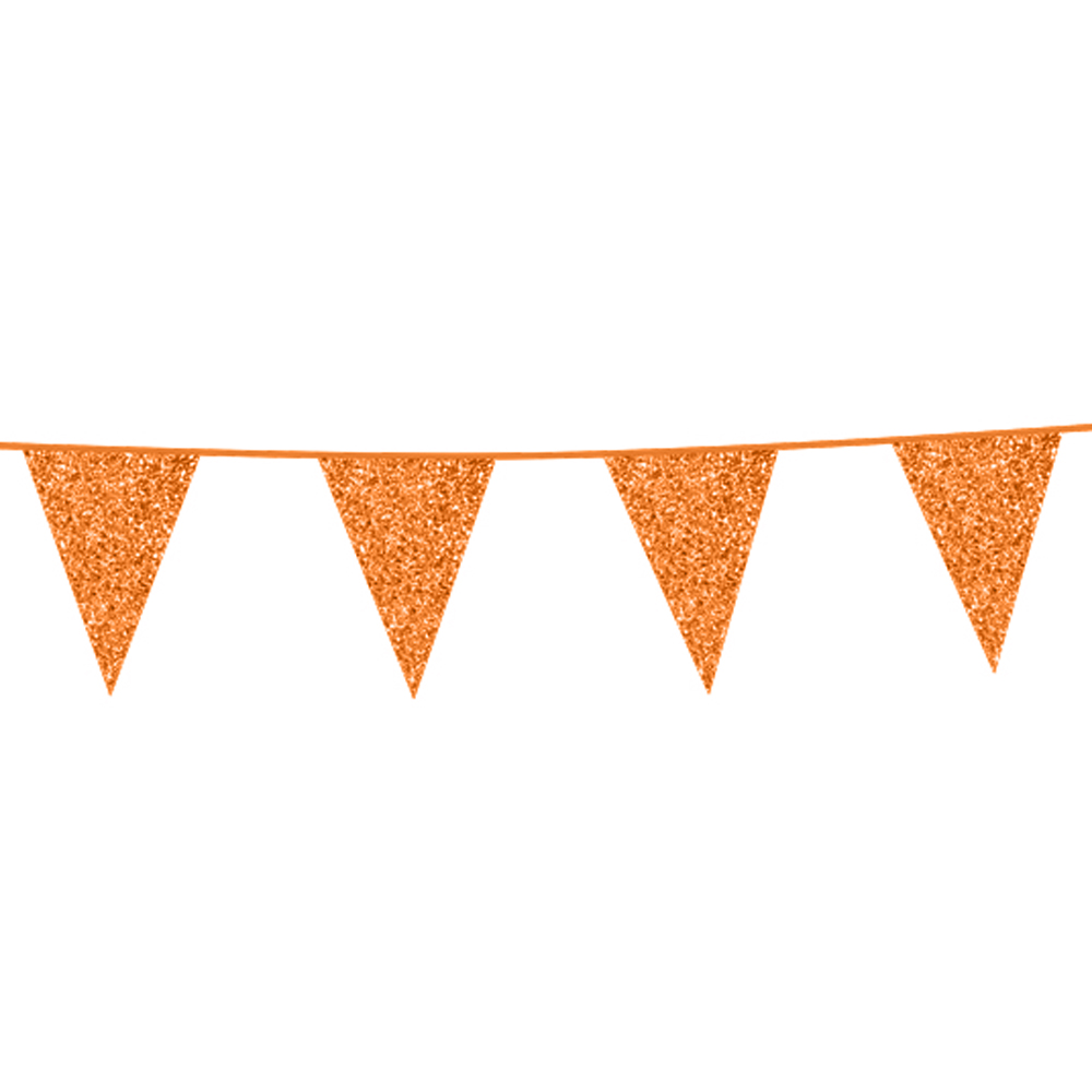 6m Vlaggenlijn Glitter Dubbelzijdig Oranje