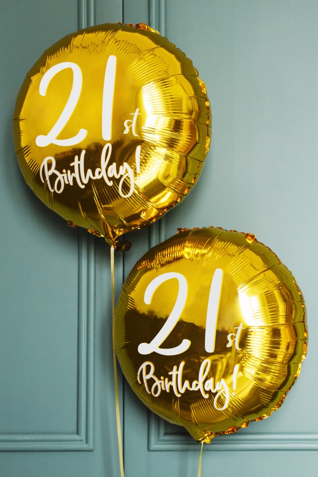 Folieballon 21st Birthday Goud 45cm