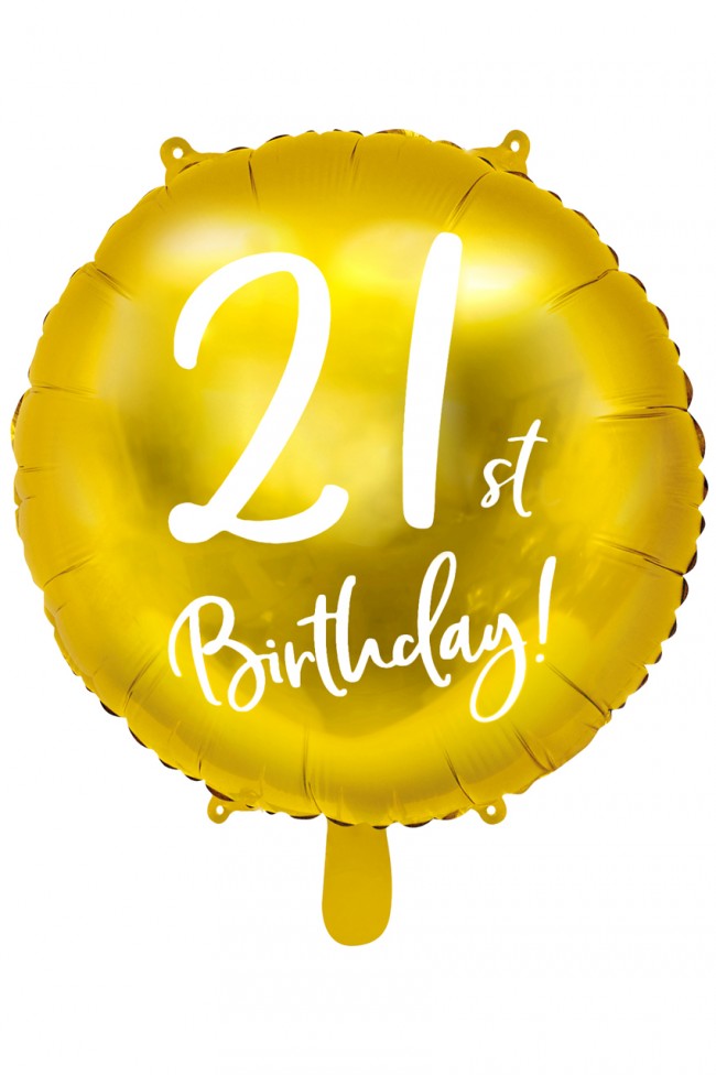 Folieballon 21st Birthday Goud 45cm