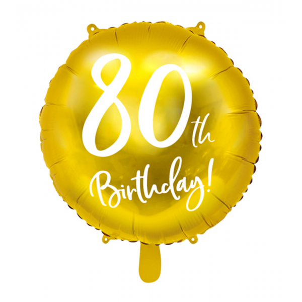 Folieballon 80th Birthday Goud 45cm