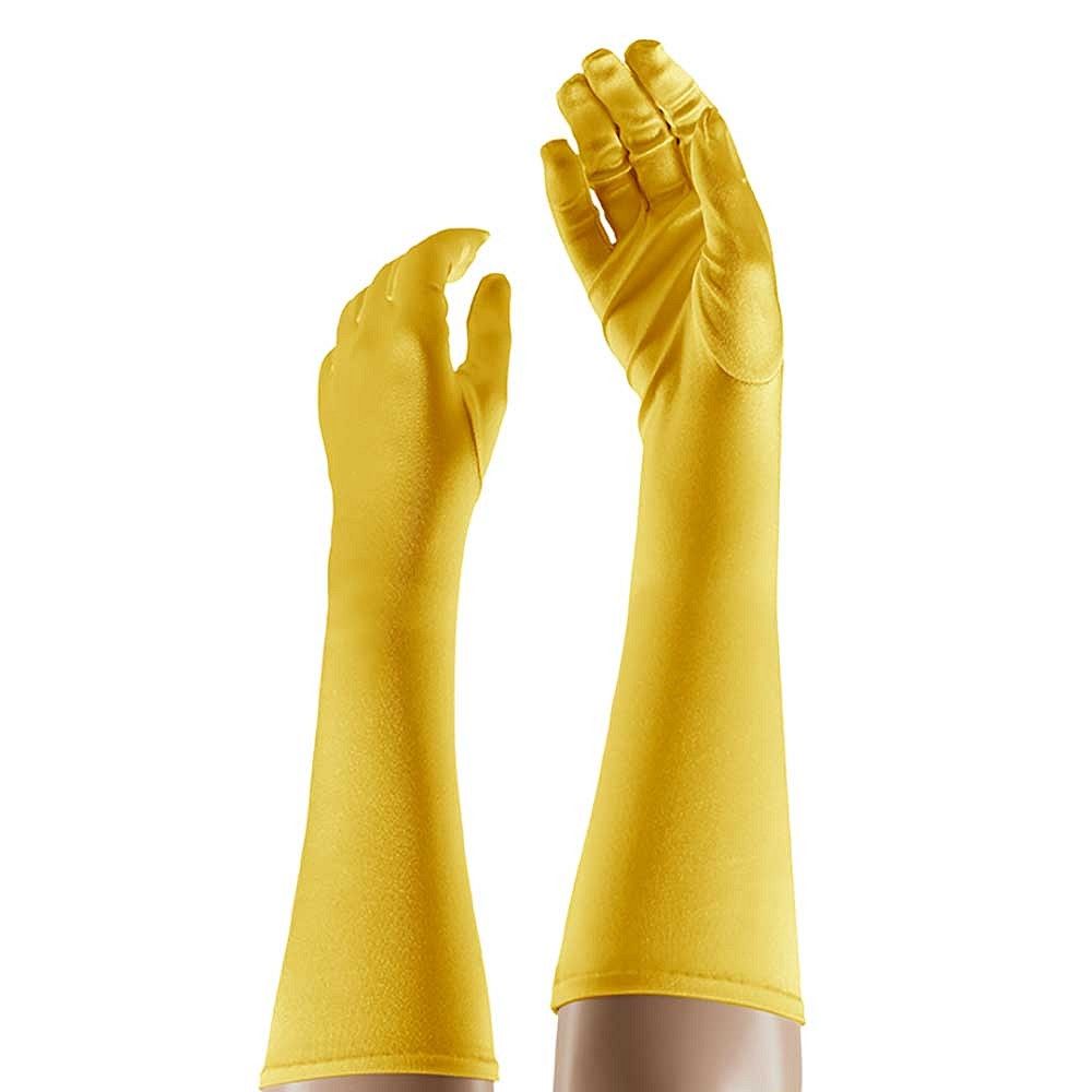 Handschoenen Satijn 40cm Geel