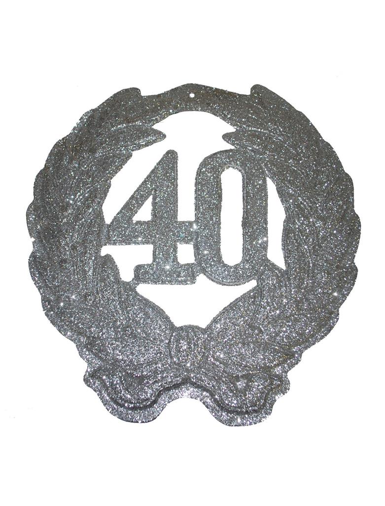 Jubileum Krans '40' Zilver Glitter 45cm