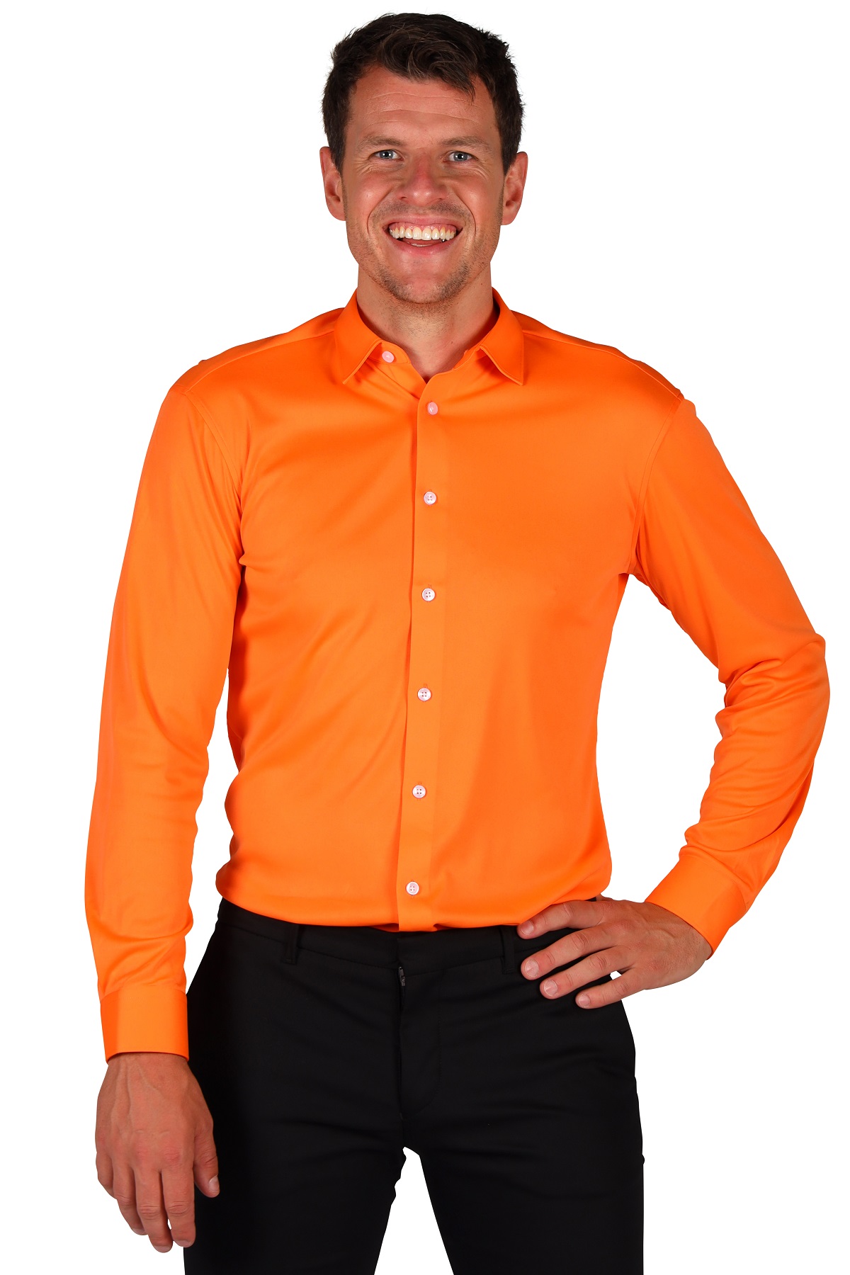 Overhemd Effen Oranje Heren