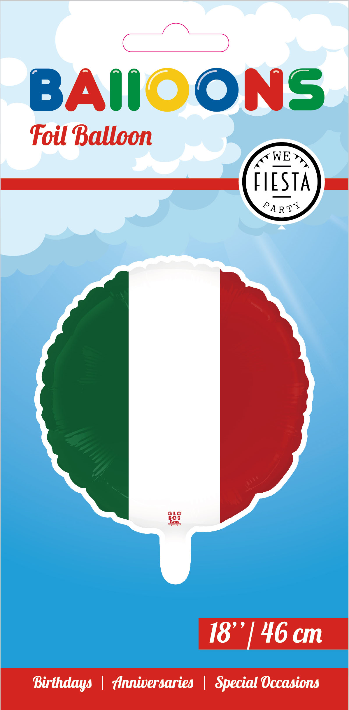 Folieballon Italiaanse Vlag 46cm